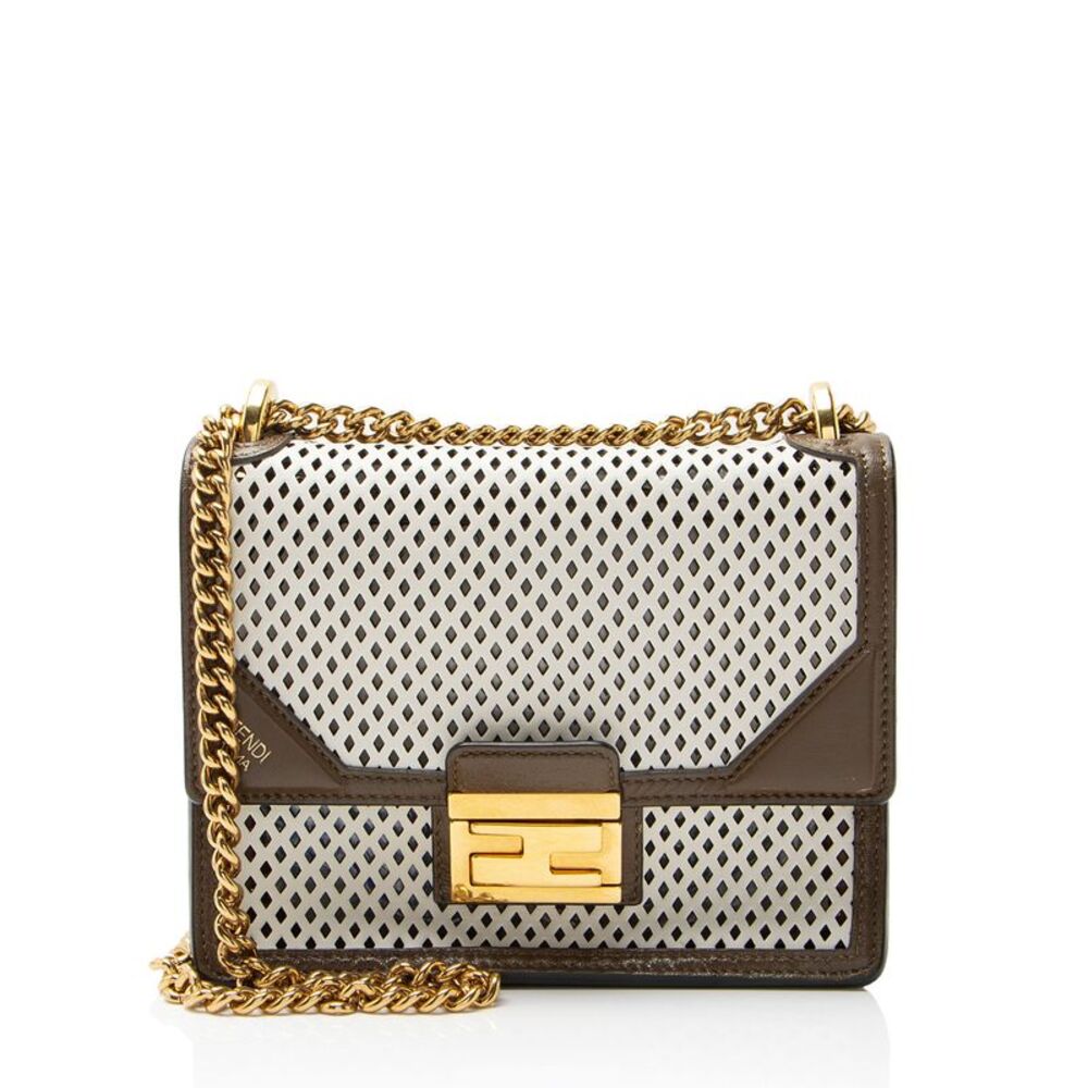 Fendi Perforated Leather Kan U Small Shoulder Bag